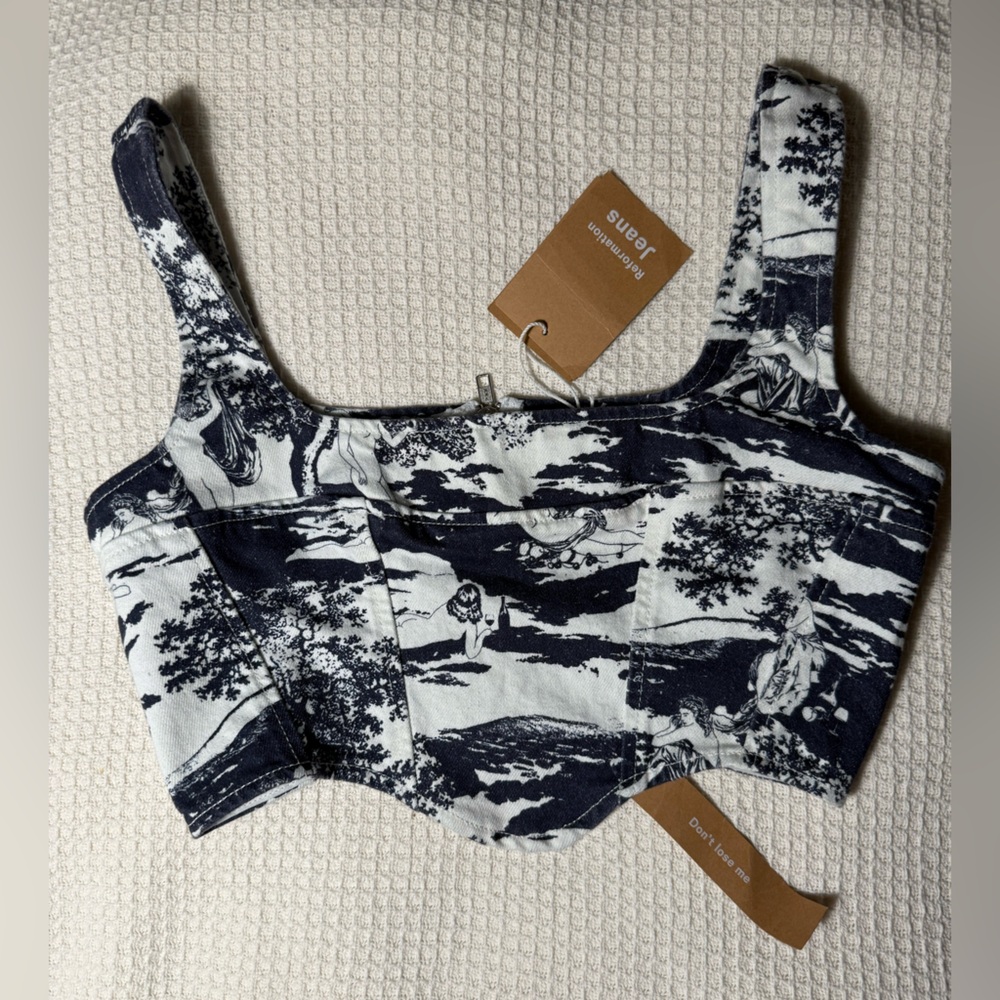 Reformation Raya Naked Lunch Denim Bustier Top - Size 2